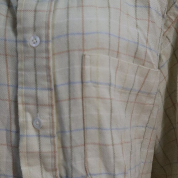 Mens Peter Elliot Beige, Multi Color Plaid Button Down Shirt XL - Picture 5 of 8